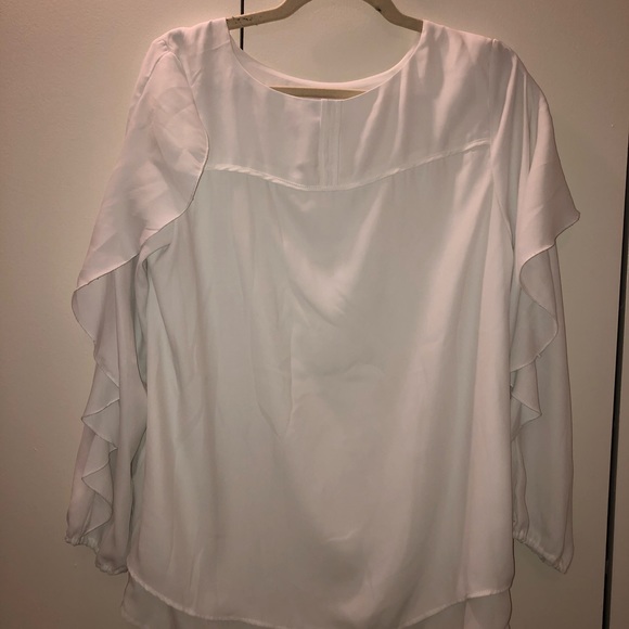 Long Sleeve White Ruffle Shirt Women’s Medium - Picture 4 of 4